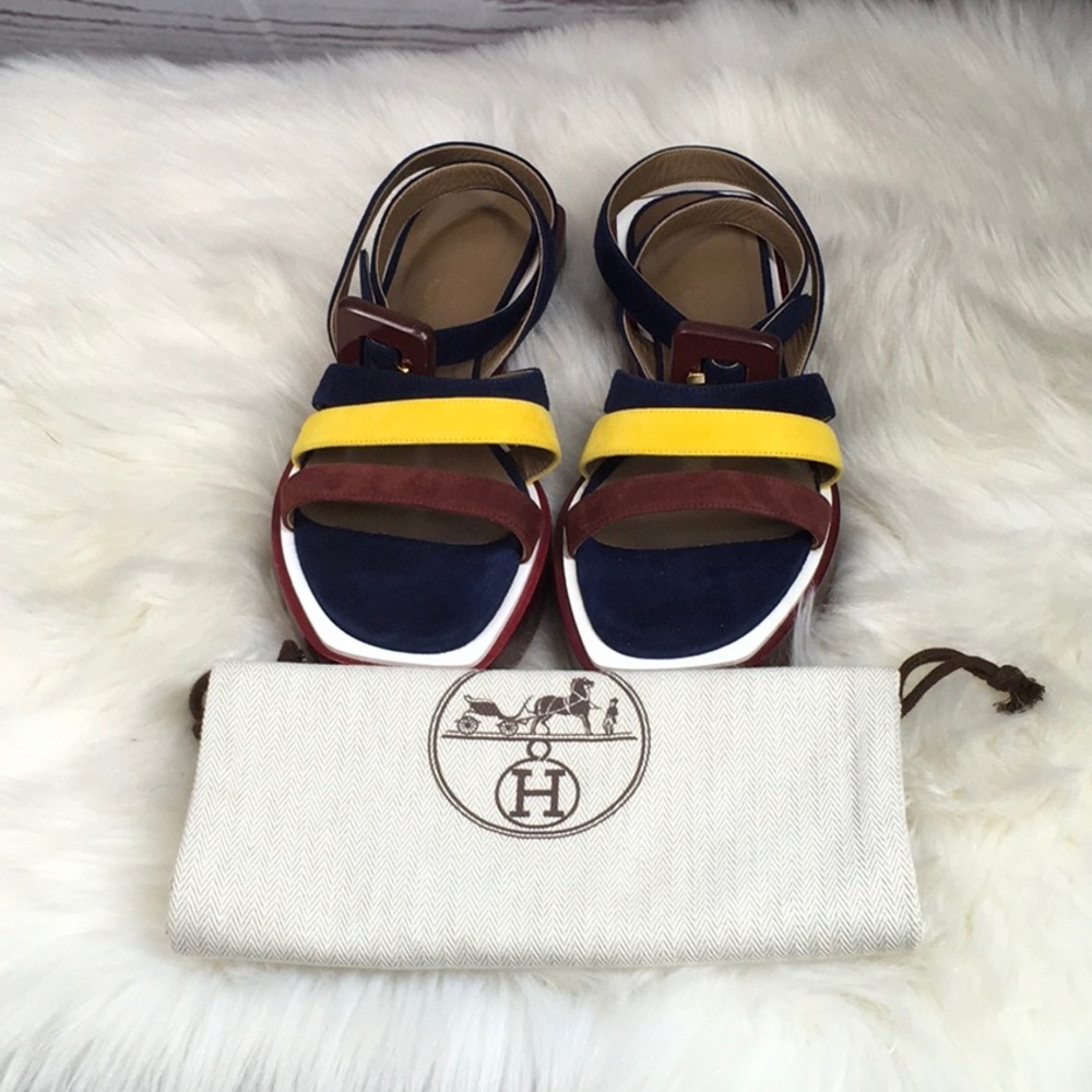 Hermes suede leather sandals sz 37